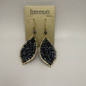 Francesca's Gold and Navy Leaf Earrings